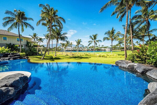 An infinity pool, a heated pool