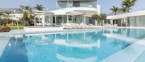 An infinity pool, a heated pool