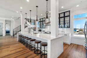 Fridge, microwave, oven, stovetop - Morning View by GSVR | Luxury Beachfront w/ Pool, Elevator & Handicap Access + FREE Activities/Golf (Gulf Shores)