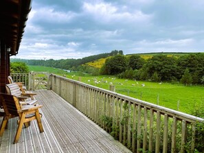 Terrace/patio - Two bedroom logcabin with spectacular view and private balcony (Huntly)