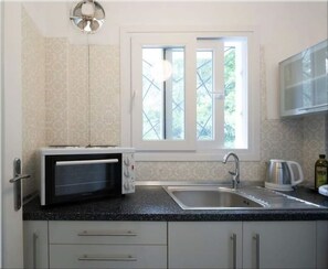 Fridge, oven, stovetop, electric kettle