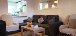 TV connectée, cheminée, livres