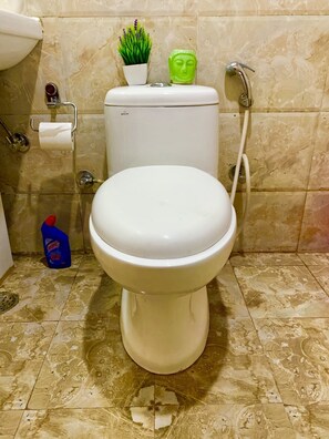 Secadora de cabello, toallas, shampoo, papel de baño