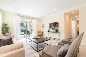 Flat-screen TV, video-game console, table tennis