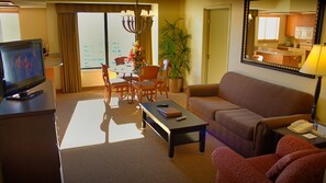 TV, DVD player, books, stereo