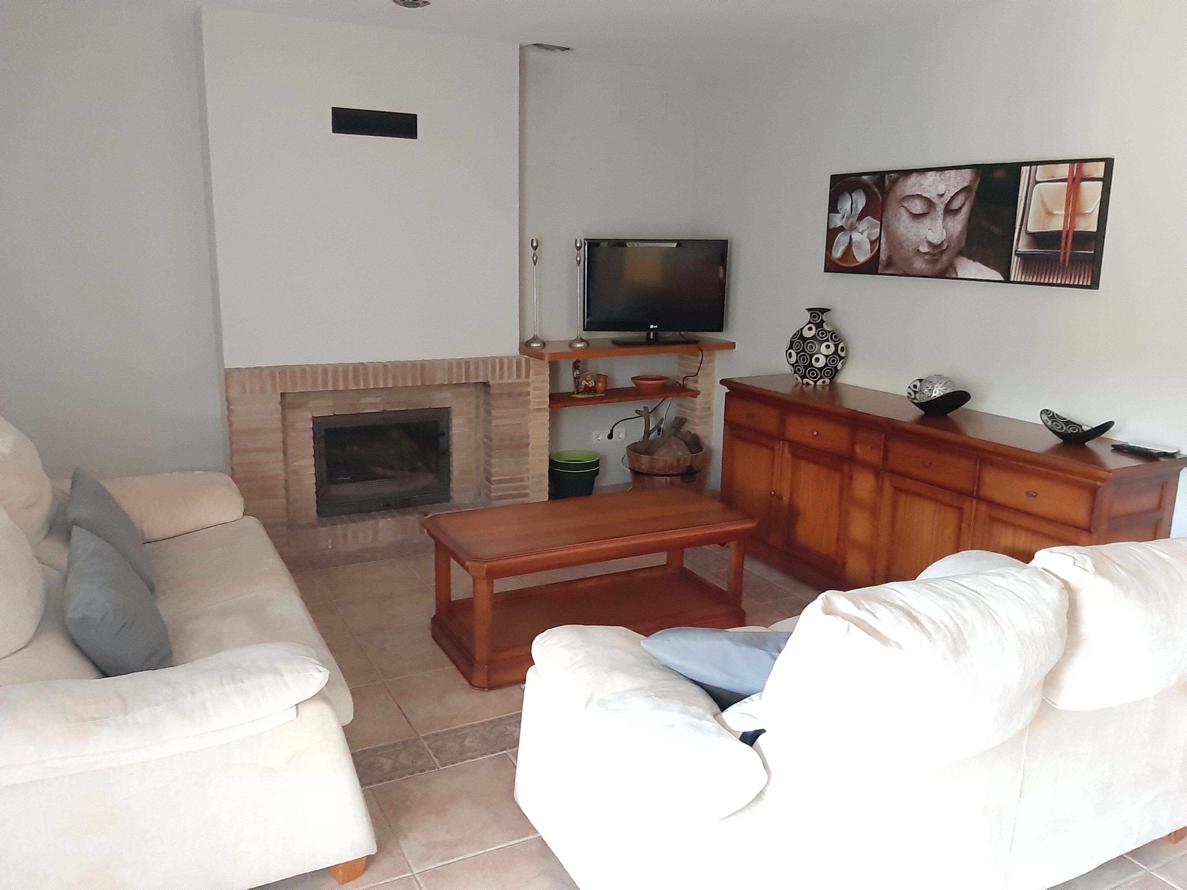 TV, fireplace