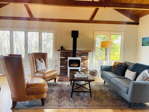 Smart TV, fireplace, ping pong, books