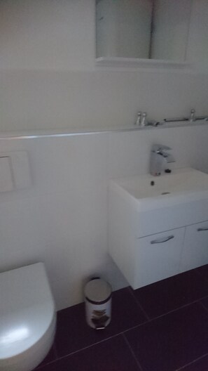 Douche, sèche-cheveux, bidet, serviettes fournies