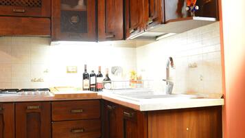 Fridge, oven, stovetop, coffee/tea maker