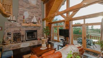 TV, fireplace, video games, DVD player