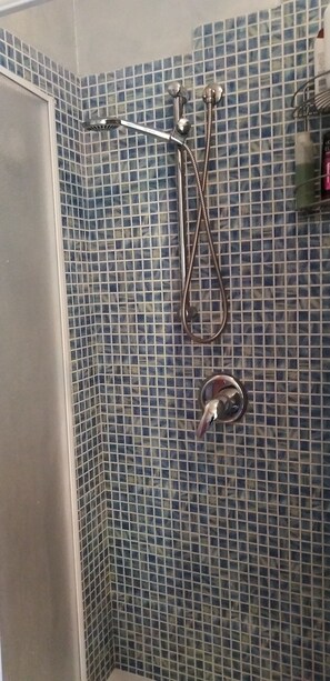 Hair dryer, towels, toilet paper