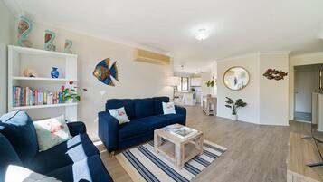 TV, DVD player, books