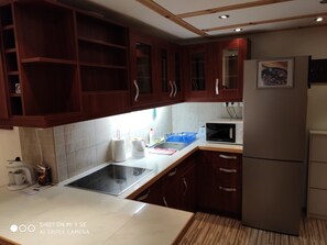 Kühlschrank, Mikrowelle, Ofen, Herdplatte