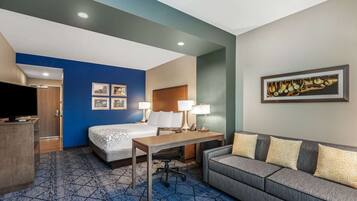 Bureau, espace de travail pour ordinateur portable, rideaux occultants