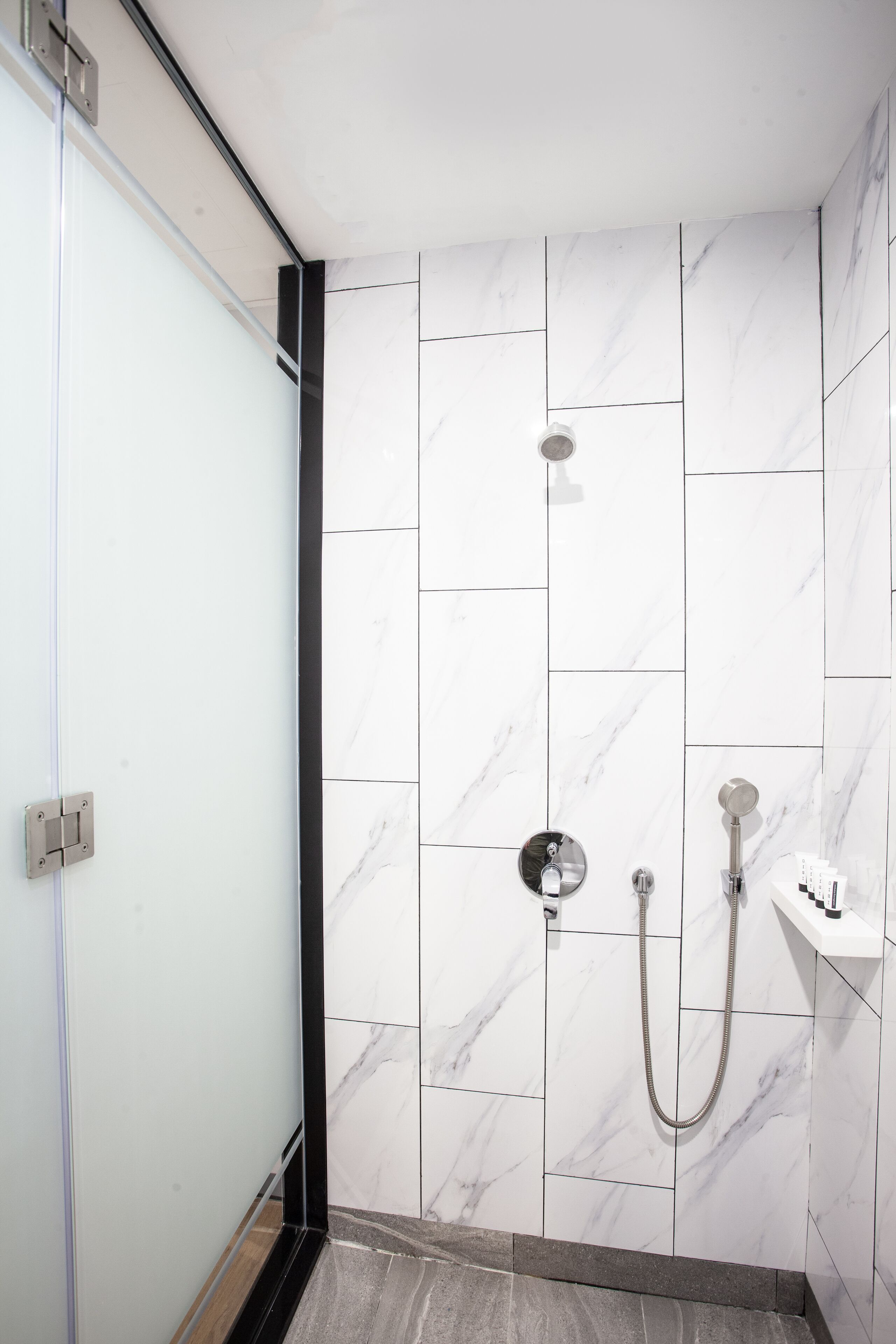 shower, free toiletries, hair dryer, soap