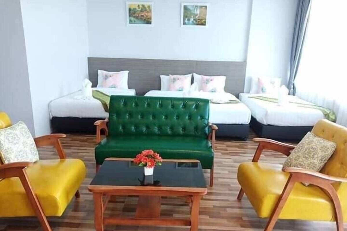 Desk, blackout curtains, soundproofing, rollaway beds