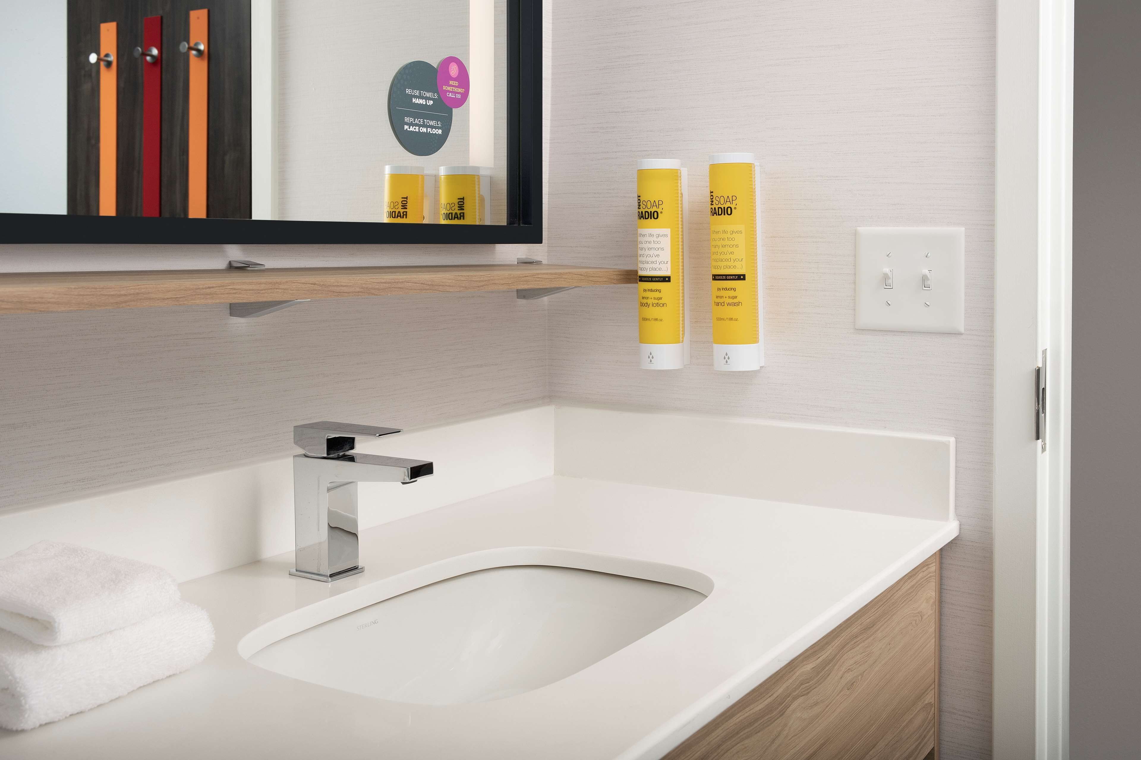 free toiletries, hair dryer, towels, soap