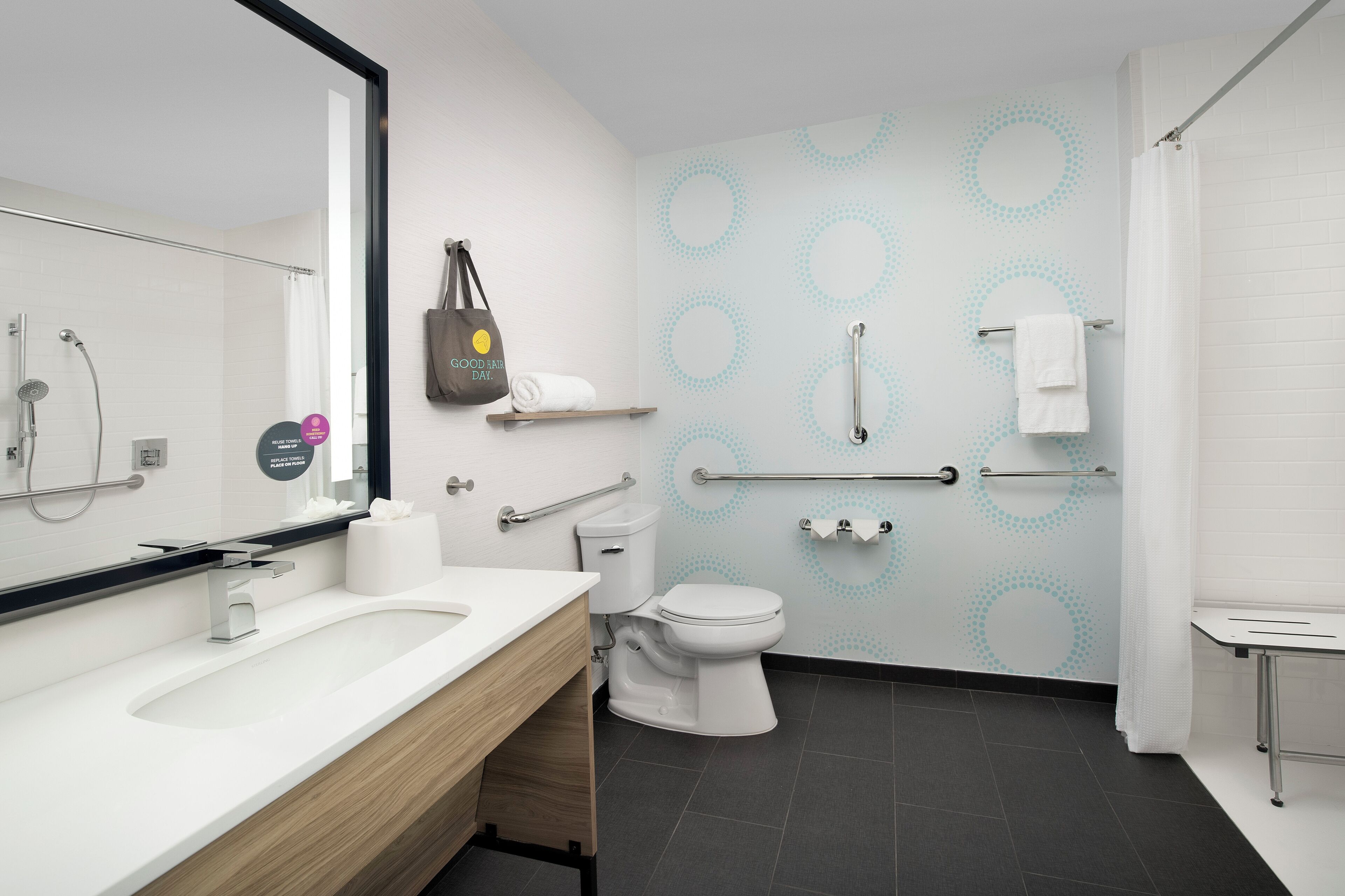 free toiletries, hair dryer, towels, soap