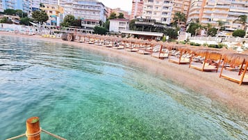 Private beach nearby, sun-loungers, beach umbrellas, beach bar