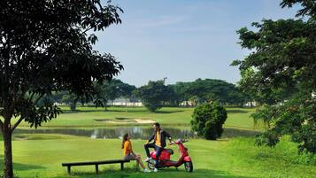 Guests can enjoy serene surroundings and scenic views from this tranquil outdoor space.