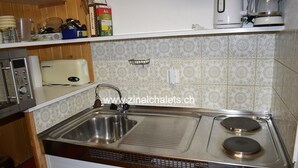 Una cocina con un lavamanos de acero inoxidable, dos hornillas, un tostador y una cafetera sobre la encimera.