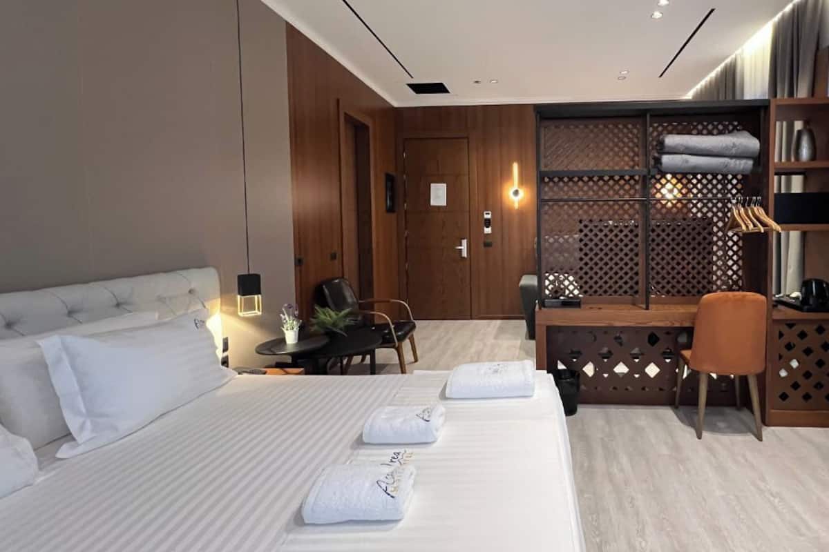 Deluxe suite | 1 slaapkamer, een minibar, een kluis op de kamer, een bureau