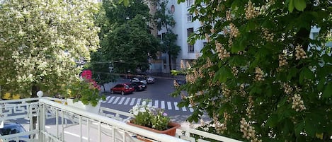 Standaard Twin kamer, gedeelde badkamer | Uitzicht vanaf balkon
