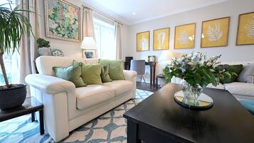 Smart TV, DVD player, books, video library