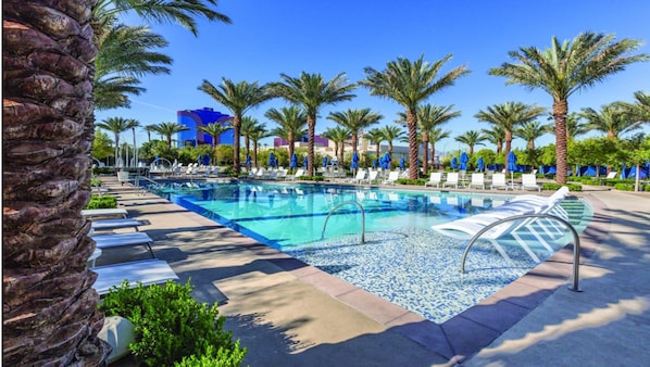 Outdoor pool, a heated pool - 2BD/Vegas - Private Living Room and Kitchen in your Condo! (Las Vegas)