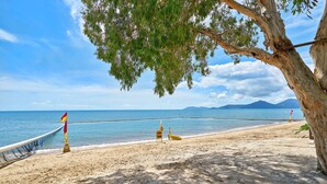 A beach with a hammock, a lifeguard stand, and a flag. - Tropical Oasis near Beach (Holloways Beach)