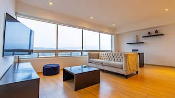 TV, books, stereo, offices