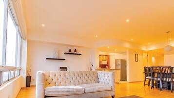 TV, books, stereo, offices