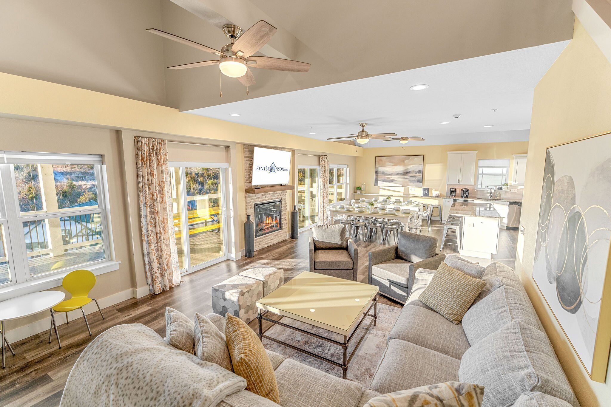Smart TV, fireplace, video game console, DVD player