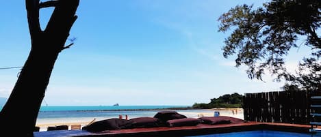 Outdoor pool, open 8:00 AM to 6:00 PM, sun loungers