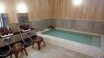 Hair dryer, towels, soap