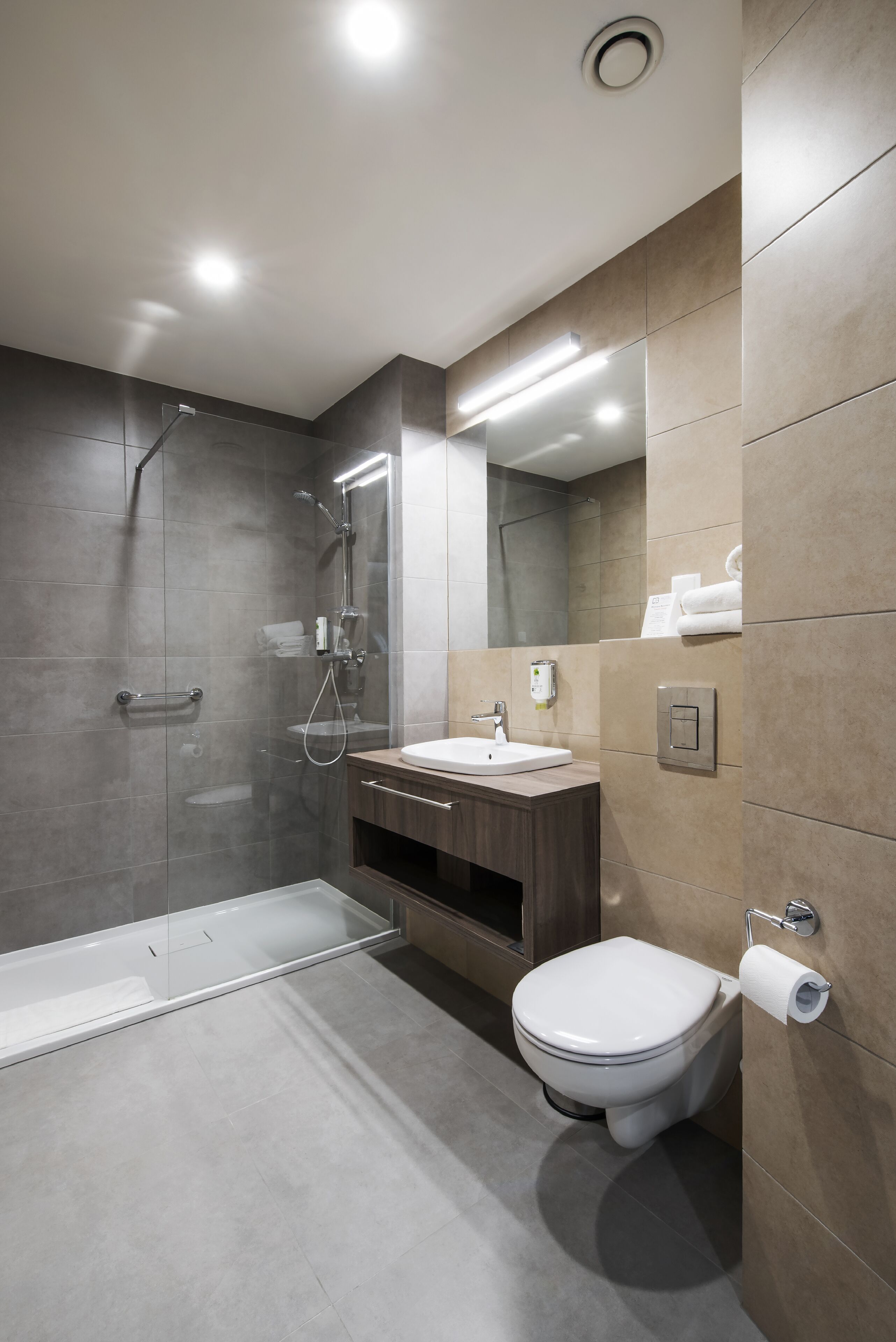 superior double room | bathroom | shower, designer toiletries, hair dryer, towels