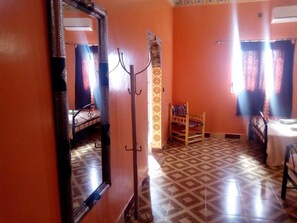 Blackout curtains, bed sheets
