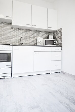 City Apartment, 2 Bedrooms | Private kitchen | Full-size fridge, microwave, oven, stovetop - Wondrous Apartment Warszawska street (Kraków)