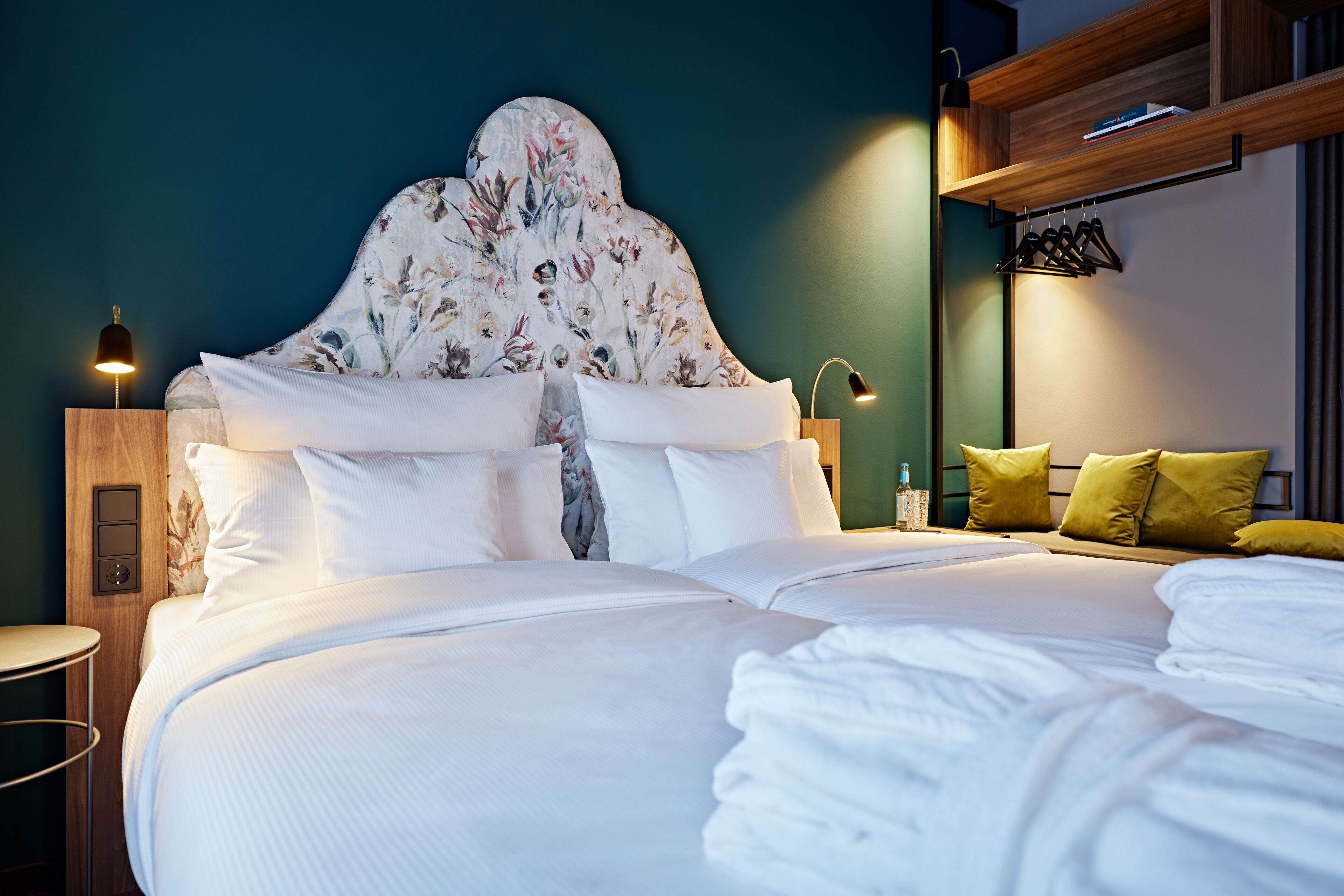 Hypo-allergenic bedding, free minibar items, in-room safe