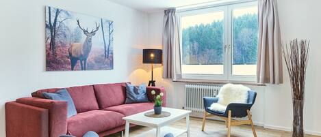 Comfort-Apartment, 1 Schlafzimmer, Balkon | Wohnbereich