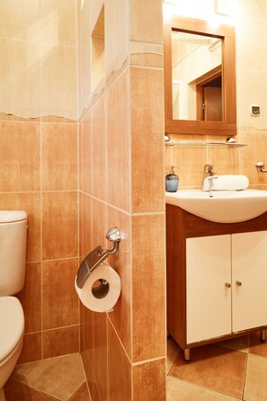 Appartement | Salle de bain | Douche, sèche-cheveux, serviettes fournies