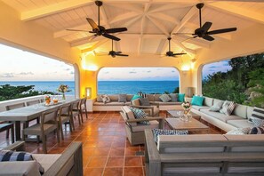 Outdoor dining - Joie de Vivre (4 bedrooms) - Beachfront Baie Rouge villa with pool, Terres Basses, St. Martin (Les Terres Basses)