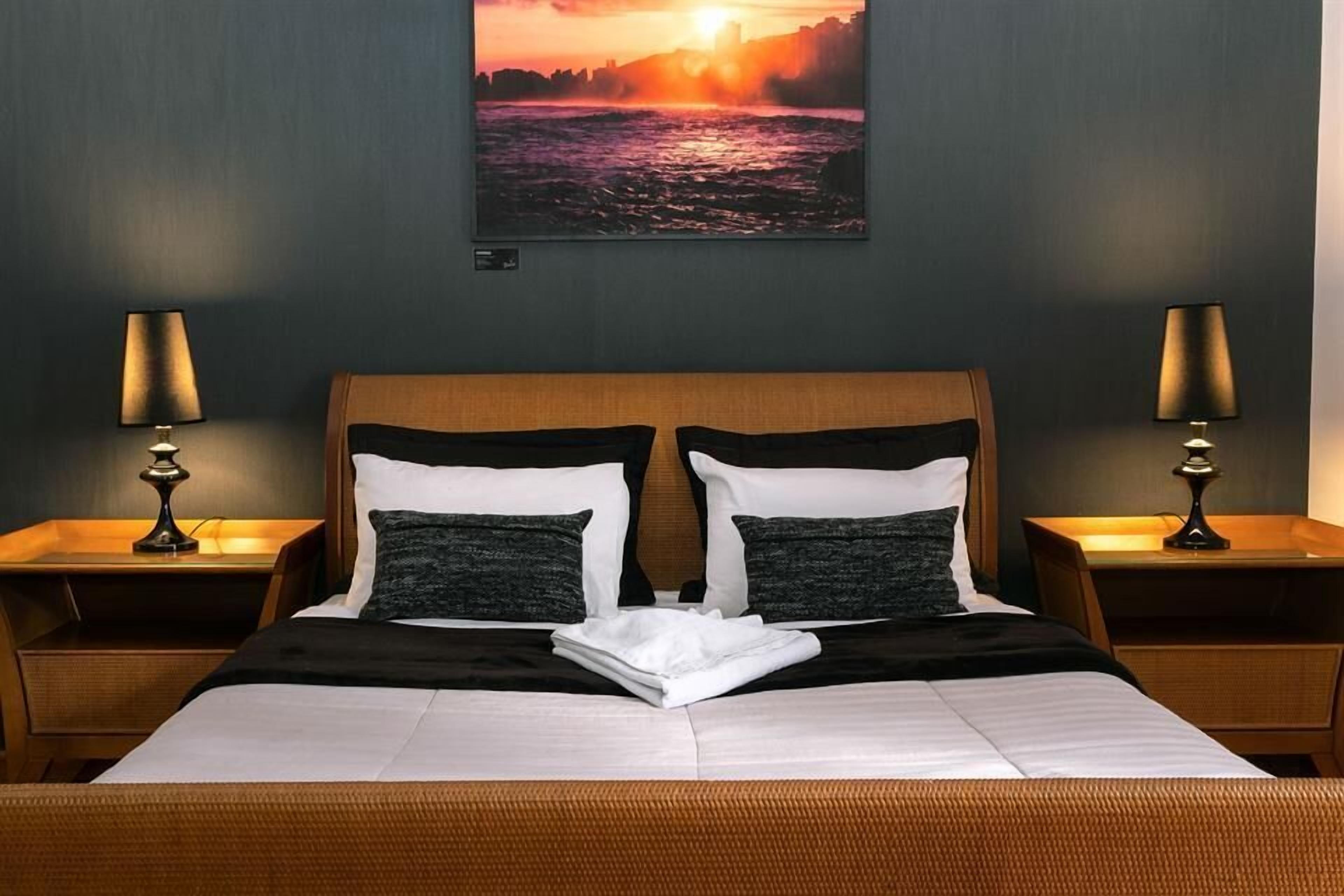 Quarto casal luxo, 1 cama Queen, vista para a cidade | Roupas de cama de algodão egípcio, roupas de cama premium