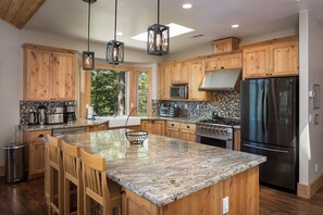 Fridge, microwave, oven, stovetop - Luxury Lake View Retreat in North Lake Tahoe -Hot Tub (Kings Beach)