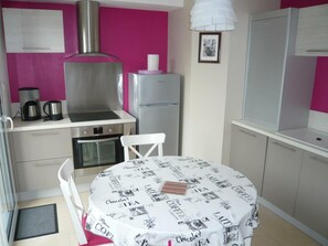 Fridge, microwave, dishwasher