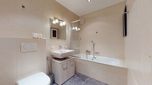 Bathtub, hair dryer