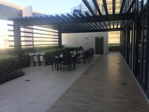 Outdoor dining - Studio Unit at Vinia Residense for Staycation in Quezon City, Philippines (Balintawak)