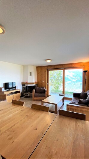 TV, fireplace