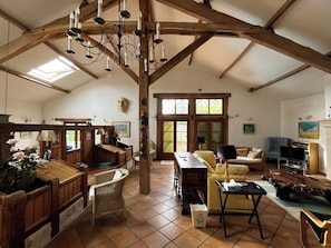TV, fireplace, DVD player, books - Barn Conversion With Private Pool & Stunning Views (Tournon-D'agenais)