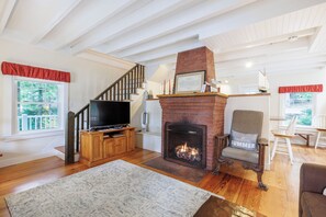 Televisor intel·ligent, llar de foc, reproductor de DVD i llibres